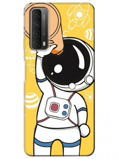 Huawei P Smart 2021 Astronot Sarı Telefon Kılıfı