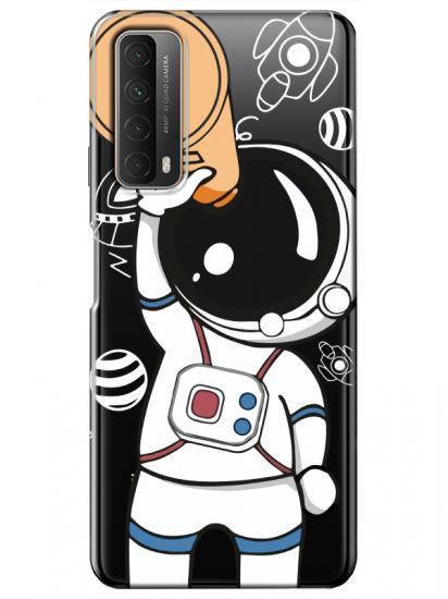 Huawei P Smart 2021 Astronot Şeffaf Telefon Kılıfı