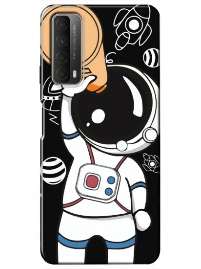 Huawei P Smart 2021 Astronot Siyah Telefon Kılıfı