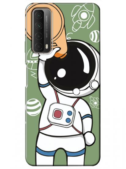 Huawei P Smart 2021 Astronot Yeşil Telefon Kılıfı