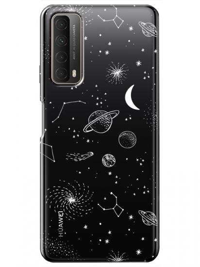 Huawei P Smart 2021 Gezegenler Şeffaf Telefon Kılıfı