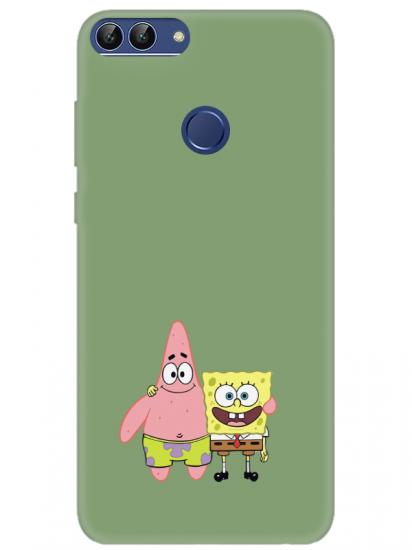 Huawei P Smart Sünger Bob Ve Patrickstar Yeşil Telefon Kılıfı