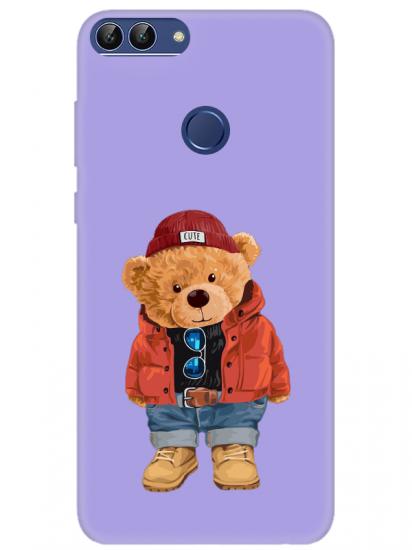 Huawei P Smart Teddy Bear Lila Telefon Kılıfı