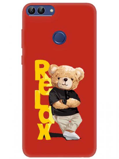 Huawei P Smart Teddy Bear Relax Kırmızı Telefon Kılıfı