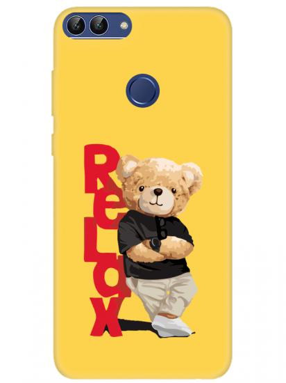 Huawei P Smart Teddy Bear Relax Sarı Telefon Kılıfı