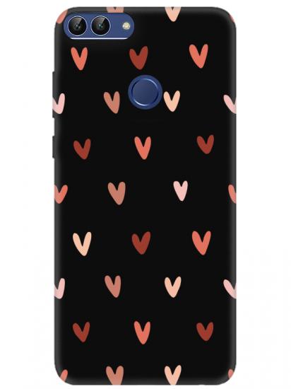 Huawei P Smart Kalp Desen Siyah Telefon Kılıfı