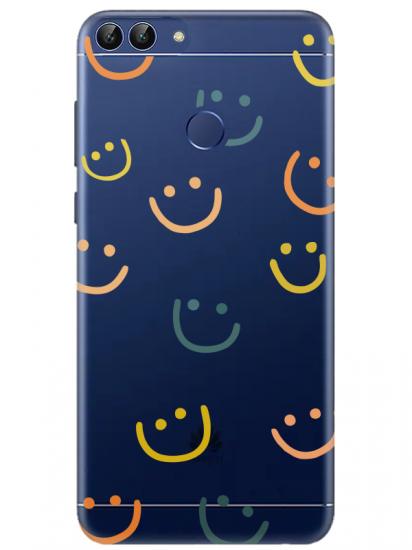 Huawei P Smart Emoji Gülen Yüz Şeffaf Telefon Kılıfı