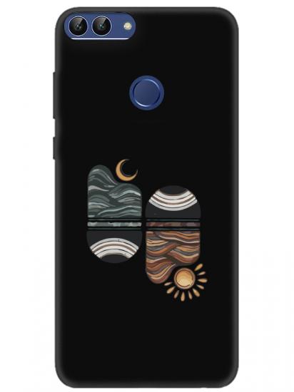 Huawei P Smart Sunset Wave Siyah Telefon Kılıfı