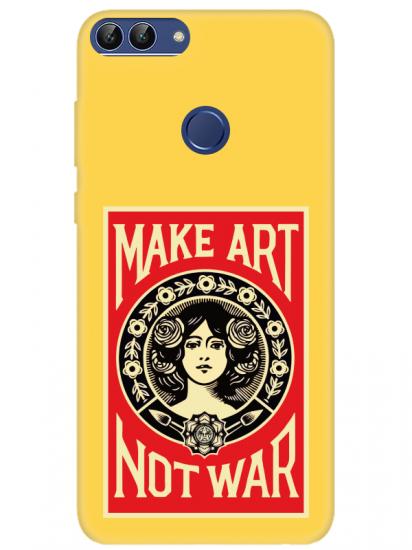 Huawei P Smart Make Art Not War Sarı Telefon Kılıfı