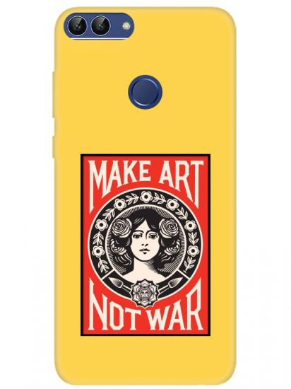 Huawei P Smart Make Art Not War Sarı Telefon Kılıfı