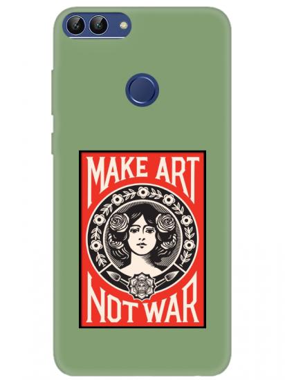 Huawei P Smart Make Art Not War Yeşil Telefon Kılıfı