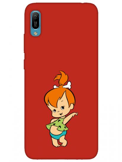 Huawei Y6 2019 Taş Devri Kız Bebek Kırmızı Telefon Kılıfı