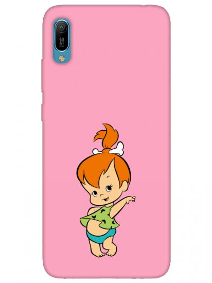 Huawei Y6 2019 Taş Devri Kız Bebek Pembe Telefon Kılıfı