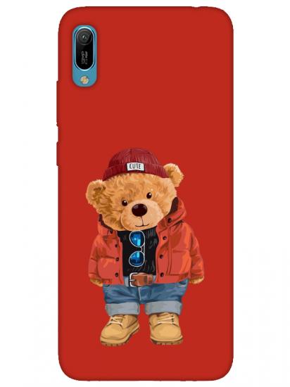 Huawei Y6 2019 Teddy Bear Kırmızı Telefon Kılıfı