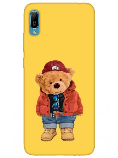 Huawei Y6 2019 Teddy Bear Sarı Telefon Kılıfı