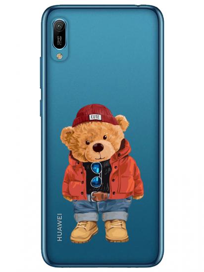 Huawei Y6 2019 Teddy Bear Şeffaf Telefon Kılıfı