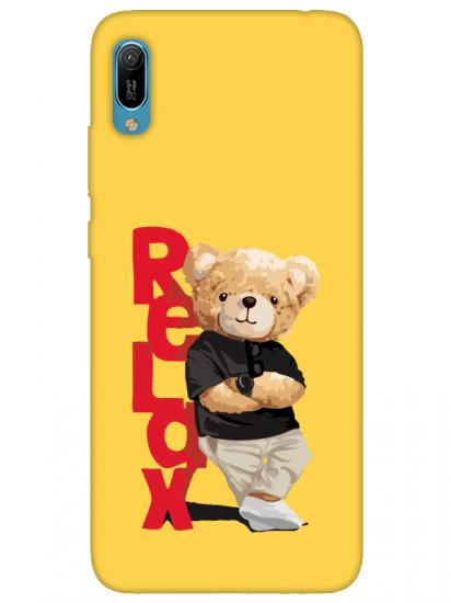 Huawei Y6 2019 Teddy Bear Relax Sarı Telefon Kılıfı