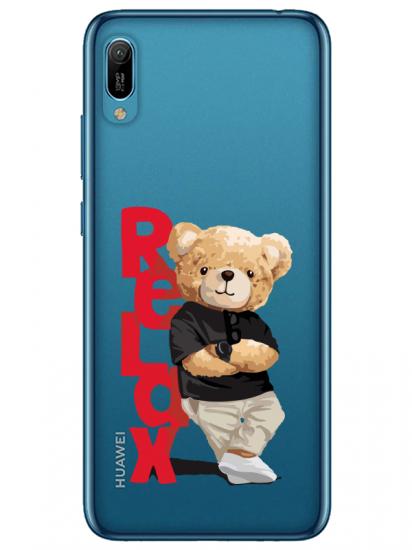 Huawei Y6 2019 Teddy Bear Relax Şeffaf Telefon Kılıfı