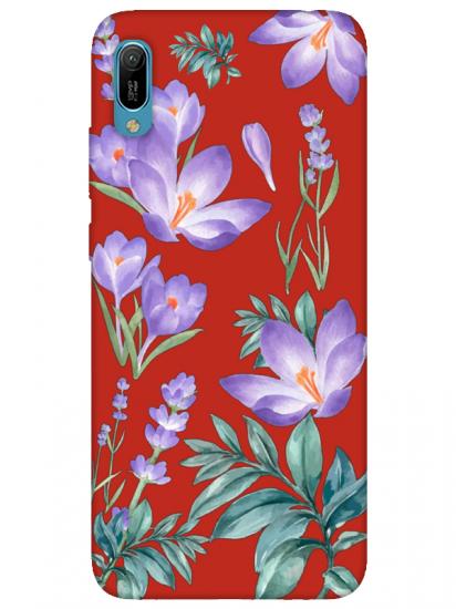 Huawei Y6 2019 Kış Çiçeği Kırmızı Telefon Kılıfı