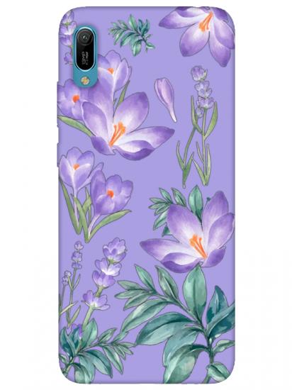 Huawei Y6 2019 Kış Çiçeği Lila Telefon Kılıfı