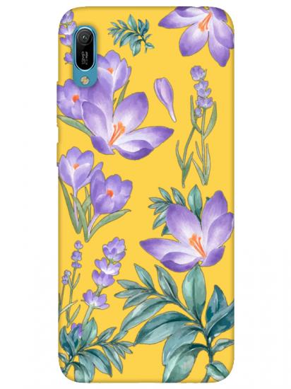 Huawei Y6 2019 Kış Çiçeği Sarı Telefon Kılıfı