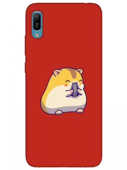 Huawei Y6 2019 Sevimli Hamster Kırmızı Telefon Kılıfı