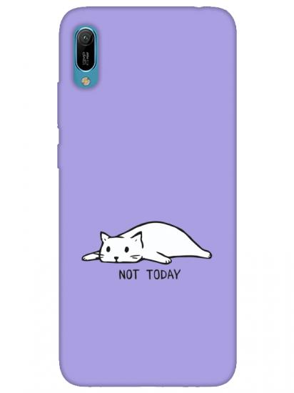 Huawei Y6 2019 Not Today Kedi Lila Telefon Kılıfı