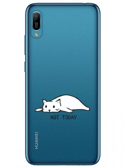 Huawei Y6 2019 Not Today Kedi Şeffaf Telefon Kılıfı