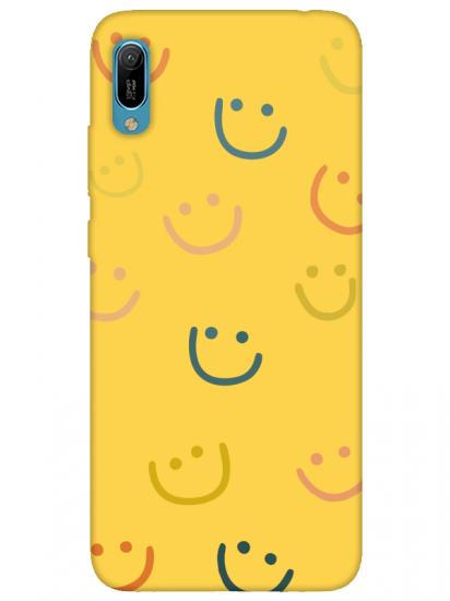 Huawei Y6 2019 Emoji Gülen Yüz Sarı Telefon Kılıfı