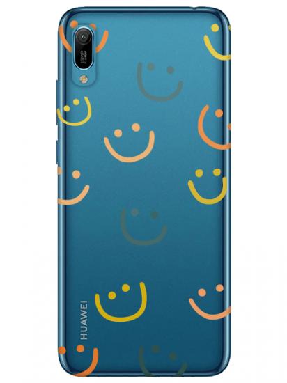 Huawei Y6 2019 Emoji Gülen Yüz Şeffaf Telefon Kılıfı