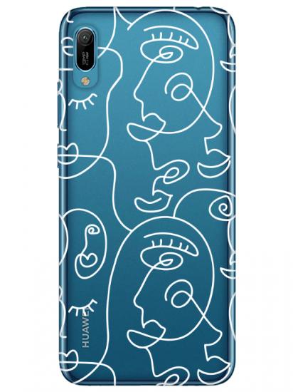 Huawei Y6 2019 Face Art Şeffaf Telefon Kılıfı