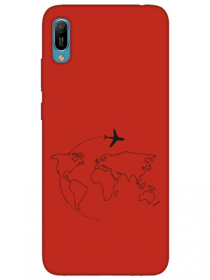 Huawei Y6 2019Face Art Kırmızı Telefon Kılıfı