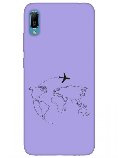 Huawei Y6 2019Face Art Lila Telefon Kılıfı