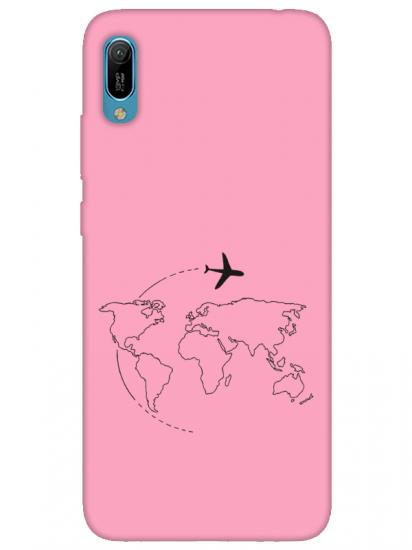 Huawei Y6 2019Face Art Pembe Telefon Kılıfı