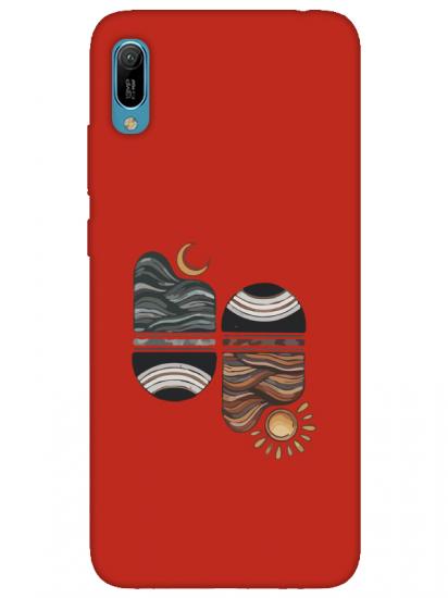 Huawei Y6 2019 Sunset Wave Kırmızı Telefon Kılıfı