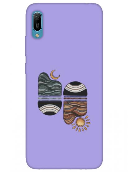 Huawei Y6 2019 Sunset Wave Lila Telefon Kılıfı