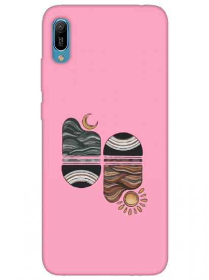 Huawei Y6 2019 Sunset Wave Pembe Telefon Kılıfı