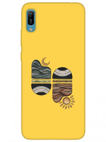 Huawei Y6 2019 Sunset Wave Sarı Telefon Kılıfı