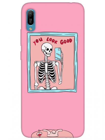 Huawei Y6 2019 You Look Good İskelet Pembe Telefon Kılıfı