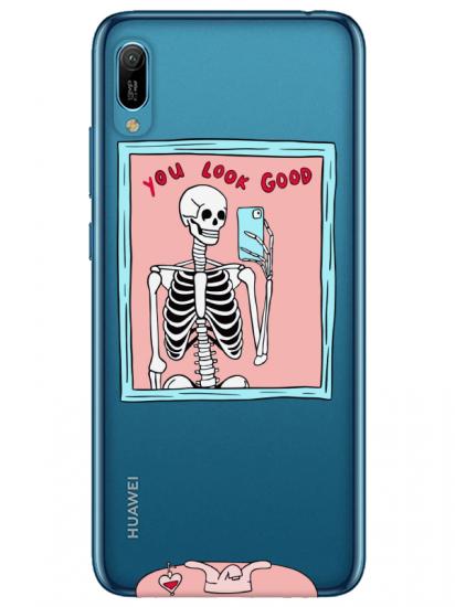 Huawei Y6 2019 You Look Good İskelet Şeffaf Telefon Kılıfı