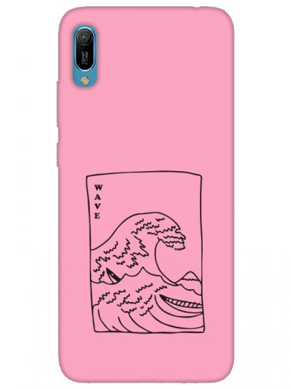 Huawei Y6 2019 Kanagawa Wave Pembe Telefon Kılıfı