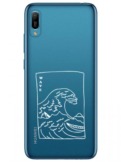 Huawei Y6 2019 Kanagawa Wave Şeffaf Telefon Kılıfı