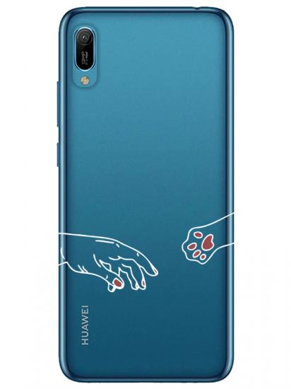 Huawei Y6 2019 Hand And Paw Şeffaf Telefon Kılıfı