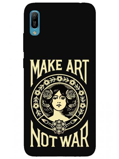 Huawei Y6 2019 Make Art Not War Siyah Telefon Kılıfı