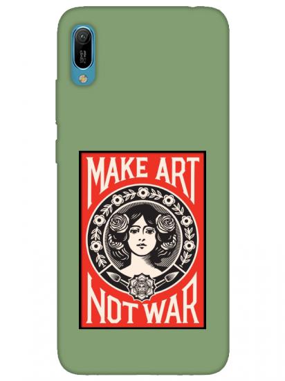 Huawei Y6 2019 Make Art Not War Yeşil Telefon Kılıfı