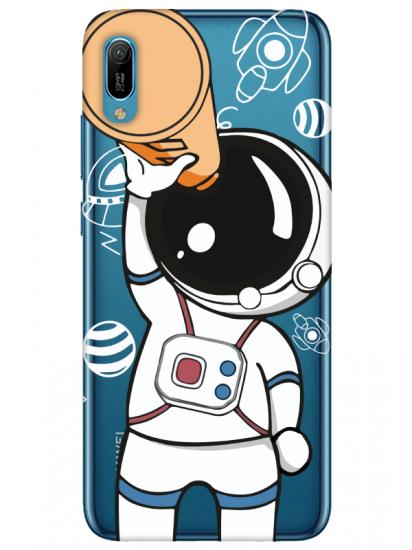 Huawei Y6 2019 Astronot Şeffaf Telefon Kılıfı