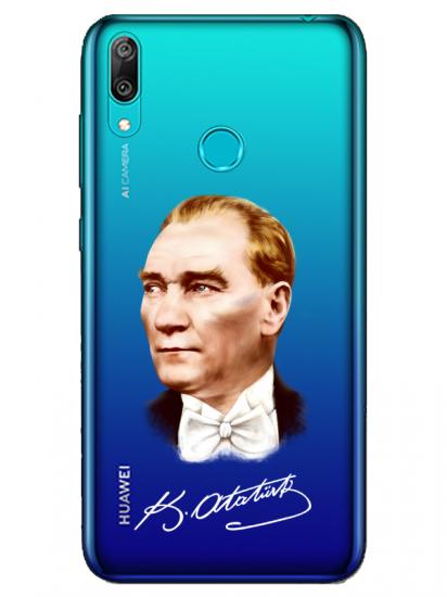 Huawei Y7 2019 Atatürk İmzalı Şeffaf Telefon Kılıfı