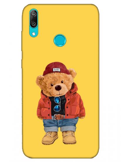 Huawei Y7 2019 Teddy Bear Sarı Telefon Kılıfı