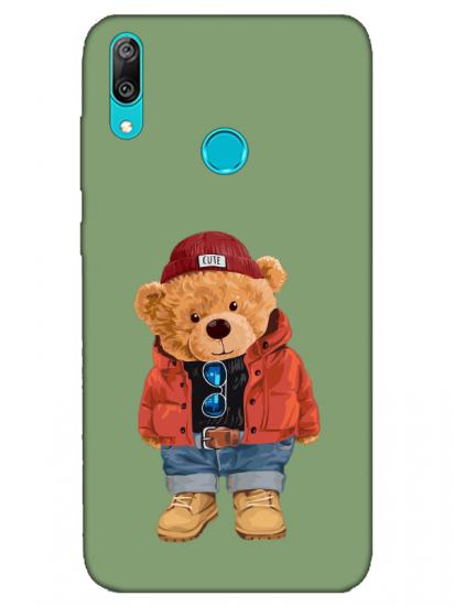 Huawei Y7 2019 Teddy Bear Yeşil Telefon Kılıfı