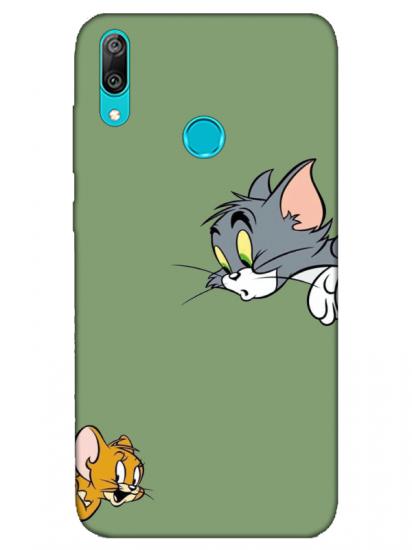 Huawei Y7 2019 Tom And Jerry Yeşil Telefon Kılıfı